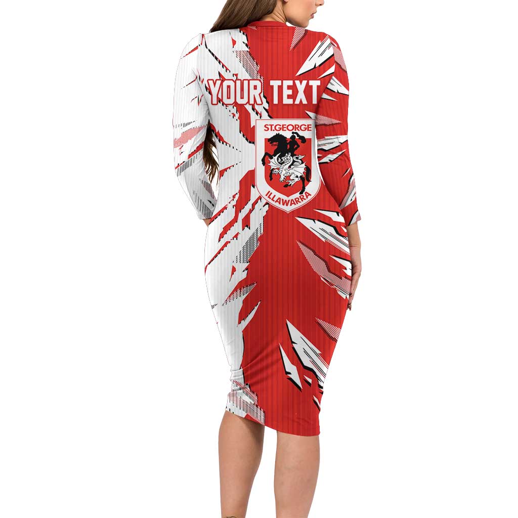 Personalized St. George Illawarra Dragons Family Matching Long Sleeve Bodycon Dress and Hawaiian Shirt Dynamic Lightning Mascot Rugby Australia
