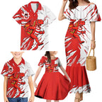 Personalized St. George Illawarra Dragons Family Matching Mermaid Dress and Hawaiian Shirt Dynamic Lightning Mascot Rugby Australia