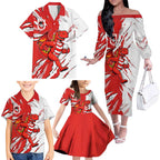Personalized St. George Illawarra Dragons Family Matching Off The Shoulder Long Sleeve Dress and Hawaiian Shirt Dynamic Lightning Mascot Rugby Australia