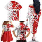 Personalized St. George Illawarra Dragons Family Matching Off The Shoulder Long Sleeve Dress and Hawaiian Shirt Dynamic Lightning Mascot Rugby Australia