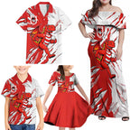 Personalized St. George Illawarra Dragons Family Matching Off Shoulder Maxi Dress and Hawaiian Shirt Dynamic Lightning Mascot Rugby Australia