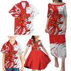 Personalized St. George Illawarra Dragons Family Matching Puletasi and Hawaiian Shirt Dynamic Lightning Mascot Rugby Australia