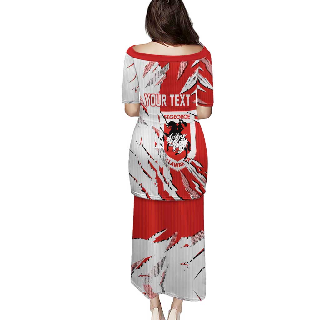 Personalized St. George Illawarra Dragons Family Matching Puletasi and Hawaiian Shirt Dynamic Lightning Mascot Rugby Australia