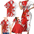 Personalized St. George Illawarra Dragons Family Matching Short Sleeve Bodycon Dress and Hawaiian Shirt Dynamic Lightning Mascot Rugby Australia