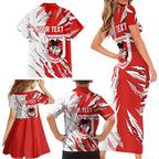 Personalized St. George Illawarra Dragons Family Matching Short Sleeve Bodycon Dress and Hawaiian Shirt Dynamic Lightning Mascot Rugby Australia