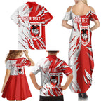 Personalized St. George Illawarra Dragons Family Matching Summer Maxi Dress and Hawaiian Shirt Dynamic Lightning Mascot Rugby Australia