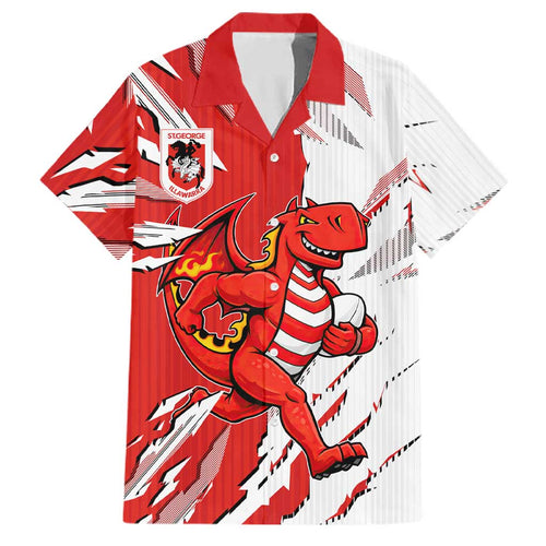 Personalized St. George Illawarra Dragons Family Matching Summer Maxi Dress and Hawaiian Shirt Dynamic Lightning Mascot Rugby Australia