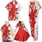 Personalized St. George Illawarra Dragons Family Matching Tank Maxi Dress and Hawaiian Shirt Dynamic Lightning Mascot Rugby Australia