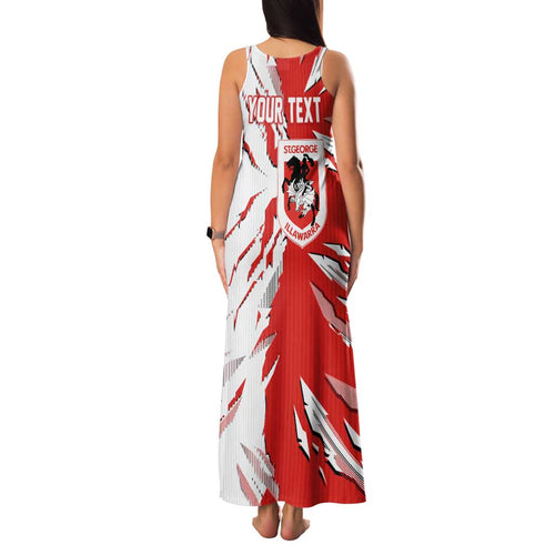 Personalized St. George Illawarra Dragons Family Matching Tank Maxi Dress and Hawaiian Shirt Dynamic Lightning Mascot Rugby Australia