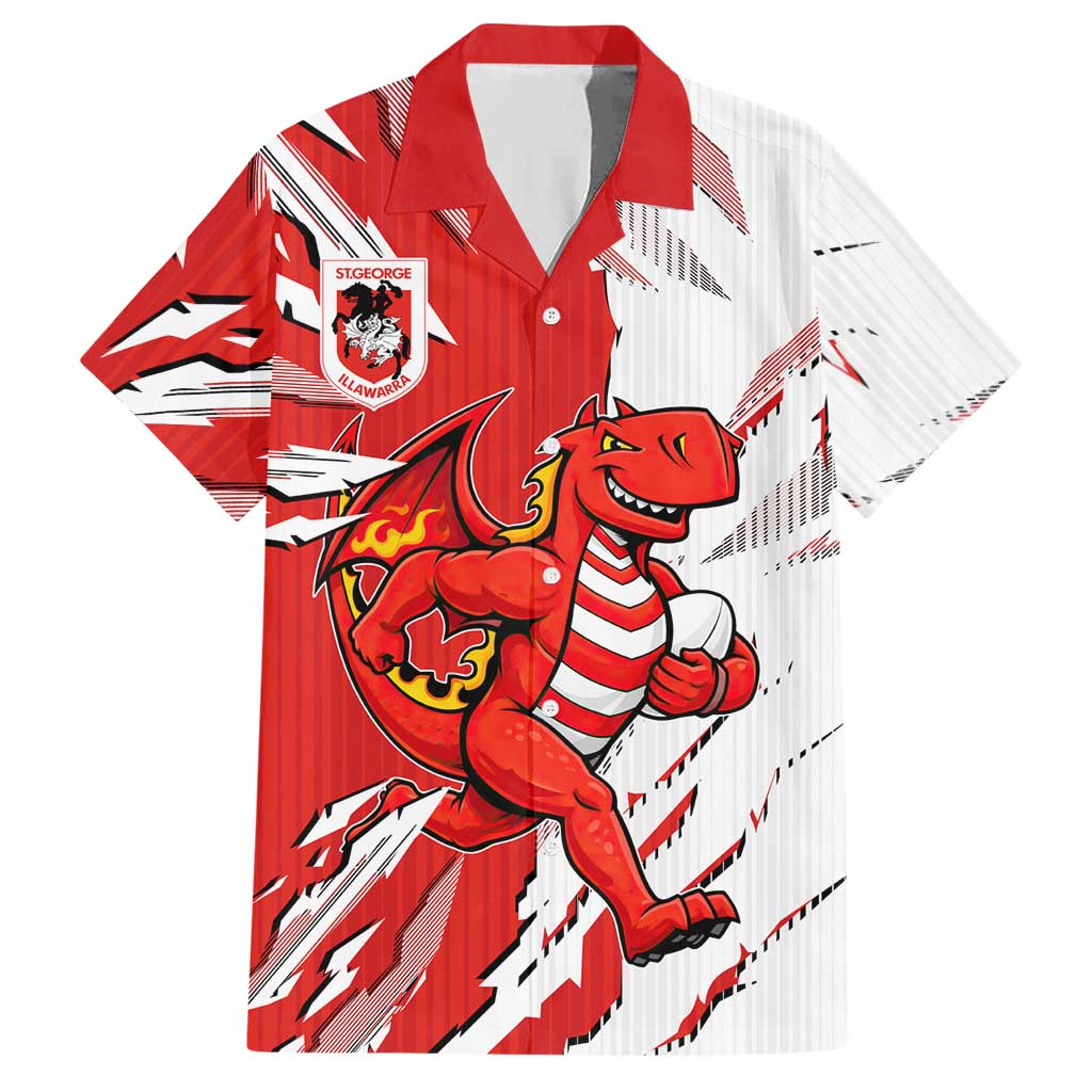 Personalized St. George Illawarra Dragons Hawaiian Shirt Dynamic Lightning Mascot Rugby Australia