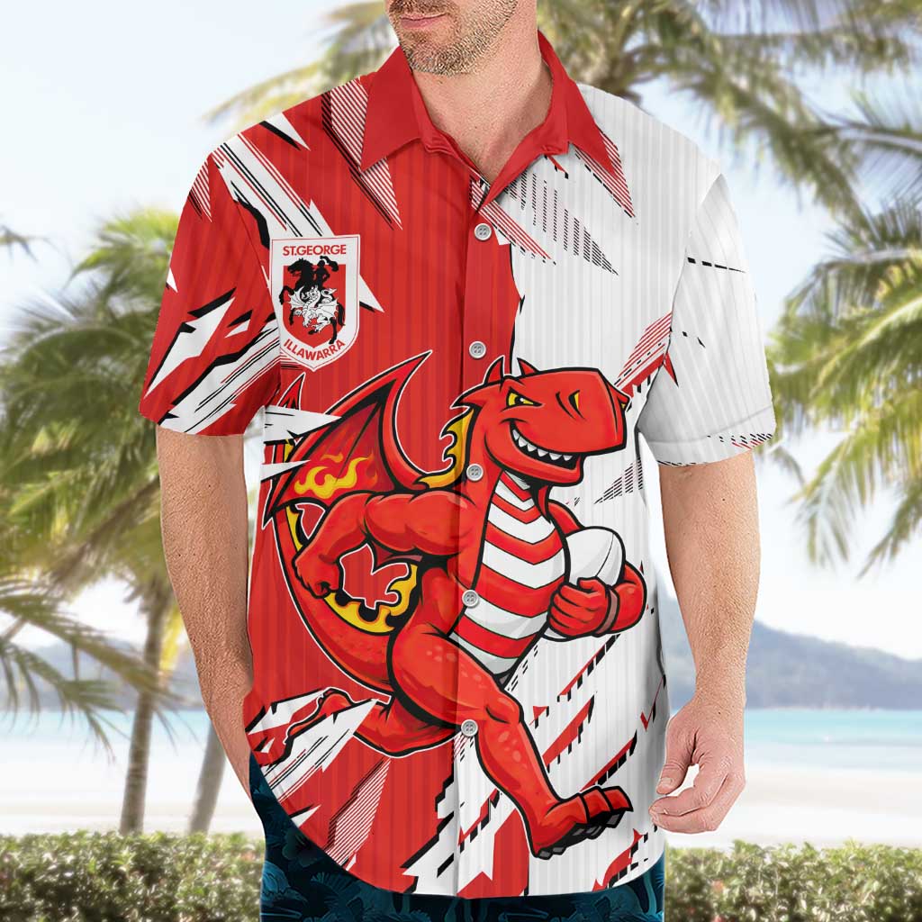 Personalized St. George Illawarra Dragons Hawaiian Shirt Dynamic Lightning Mascot Rugby Australia
