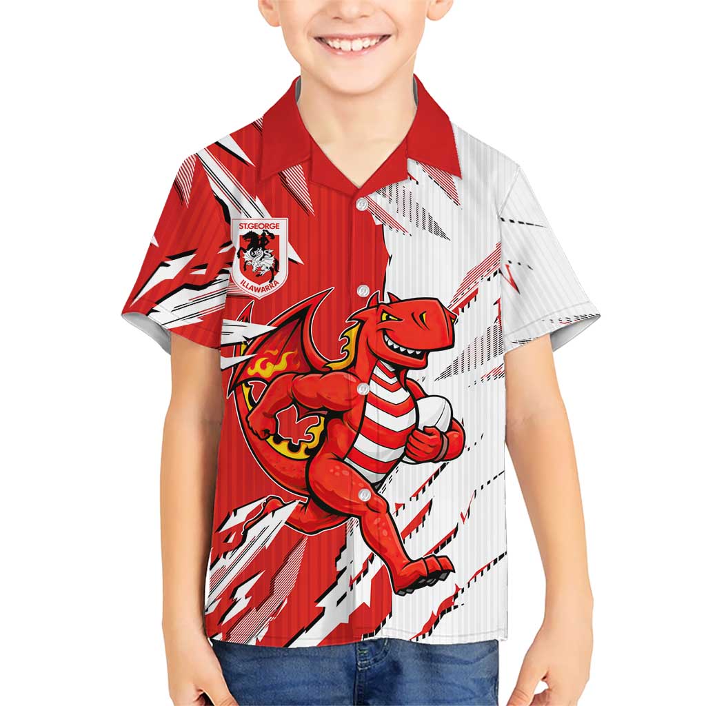 Personalized St. George Illawarra Dragons Hawaiian Shirt Dynamic Lightning Mascot Rugby Australia