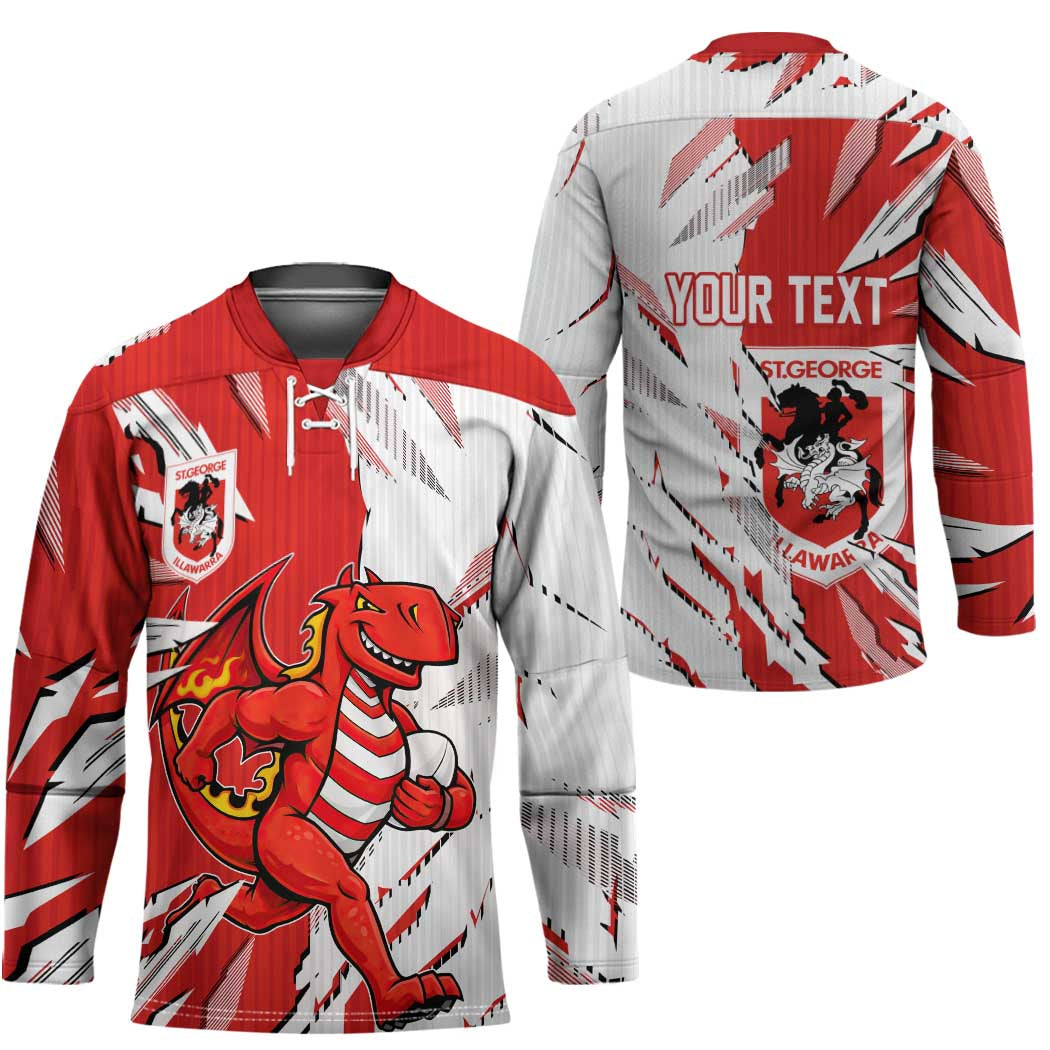 Personalized St. George Illawarra Dragons Hockey Jersey Dynamic Lightning Mascot Rugby Australia