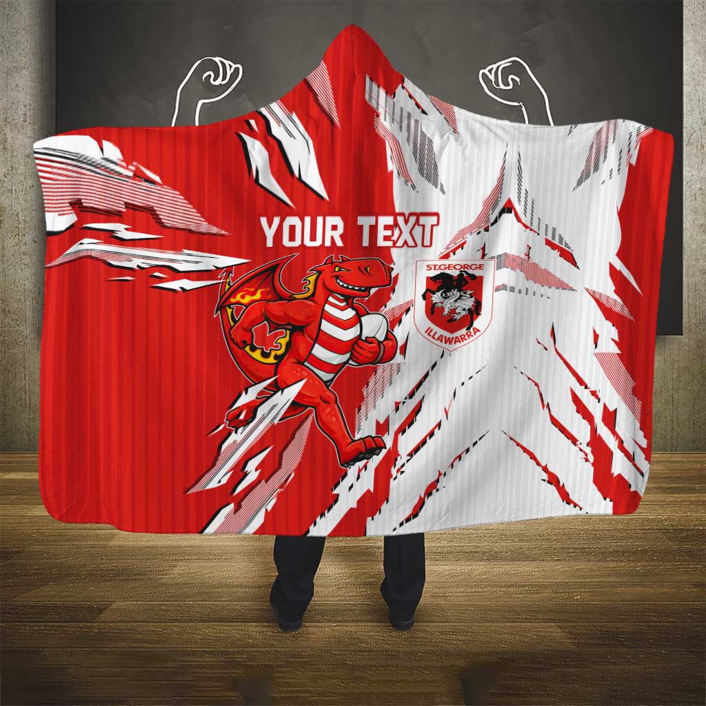 Personalized St. George Illawarra Dragons Hooded Blanket Dynamic Lightning Mascot Rugby Australia