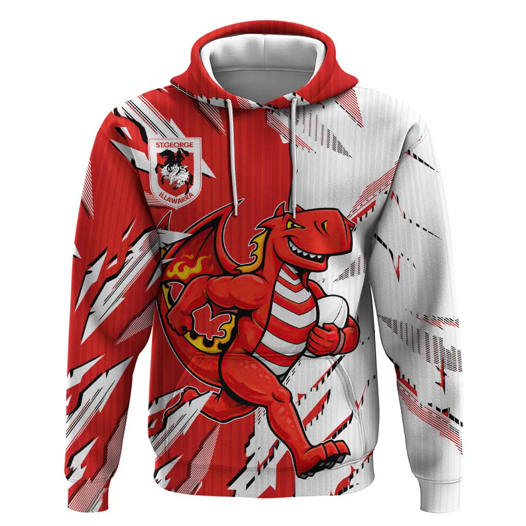 Personalized St. George Illawarra Dragons Hoodie Dynamic Lightning Mascot Rugby Australia