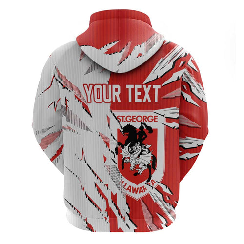 Personalized St. George Illawarra Dragons Hoodie Dynamic Lightning Mascot Rugby Australia