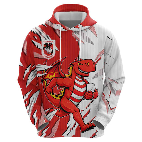 Personalized St. George Illawarra Dragons Hoodie Dynamic Lightning Mascot Rugby Australia