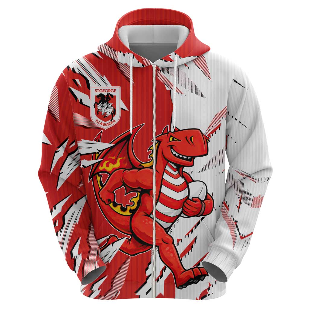 Personalized St. George Illawarra Dragons Hoodie Dynamic Lightning Mascot Rugby Australia