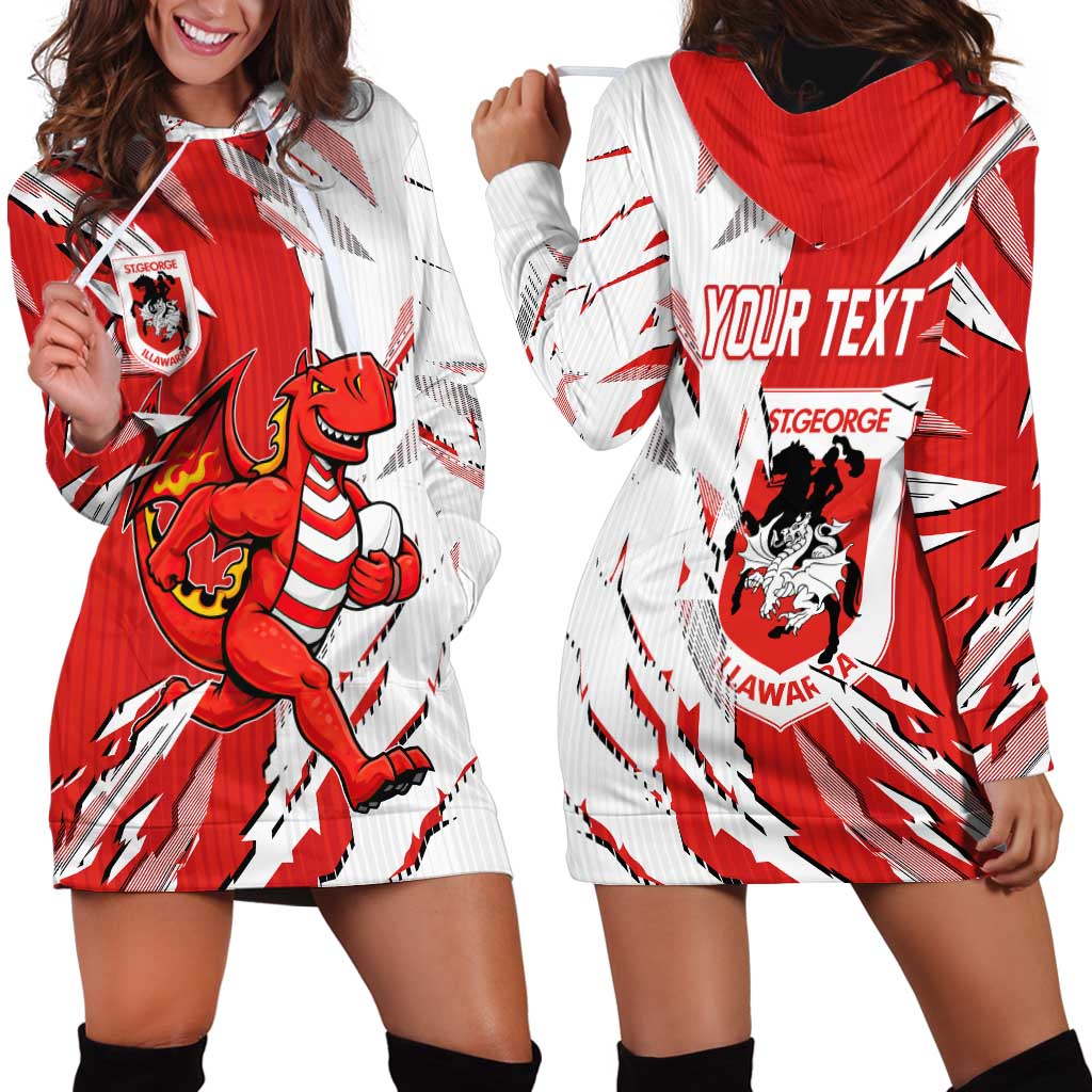 Personalized St. George Illawarra Dragons Hoodie Dress Dynamic Lightning Mascot Rugby Australia