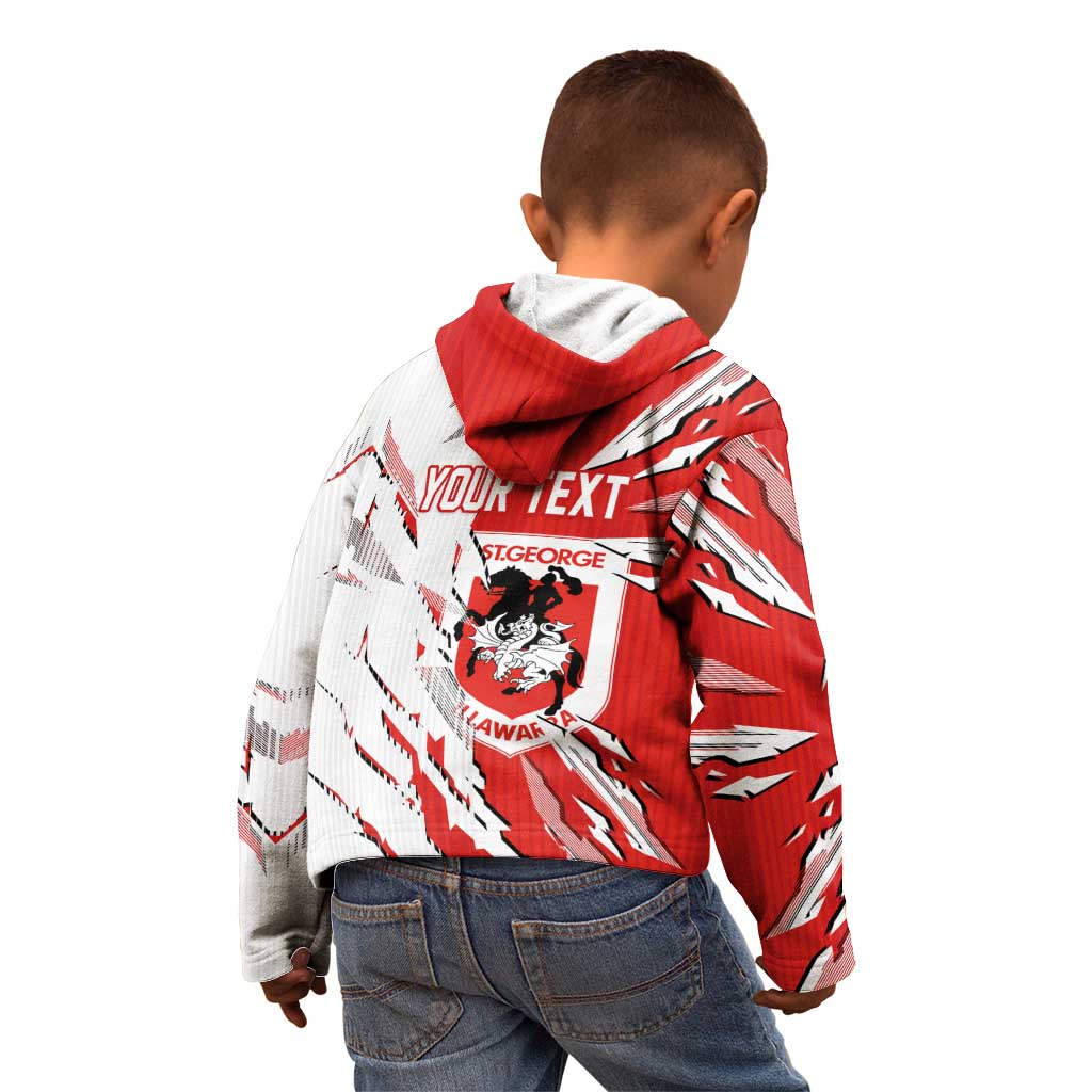 Personalized St. George Illawarra Dragons Kid Hoodie Dynamic Lightning Mascot Rugby Australia