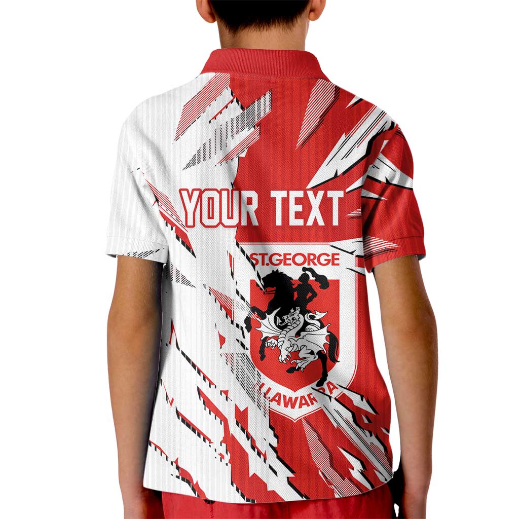 Personalized St. George Illawarra Dragons Kid Polo Shirt Dynamic Lightning Mascot Rugby Australia