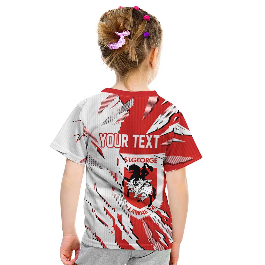 Personalized St. George Illawarra Dragons Kid T Shirt Dynamic Lightning Mascot Rugby Australia