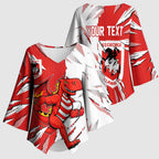 Personalized St. George Illawarra Dragons Kimono Sleeve Blouse Dynamic Lightning Mascot Rugby Australia