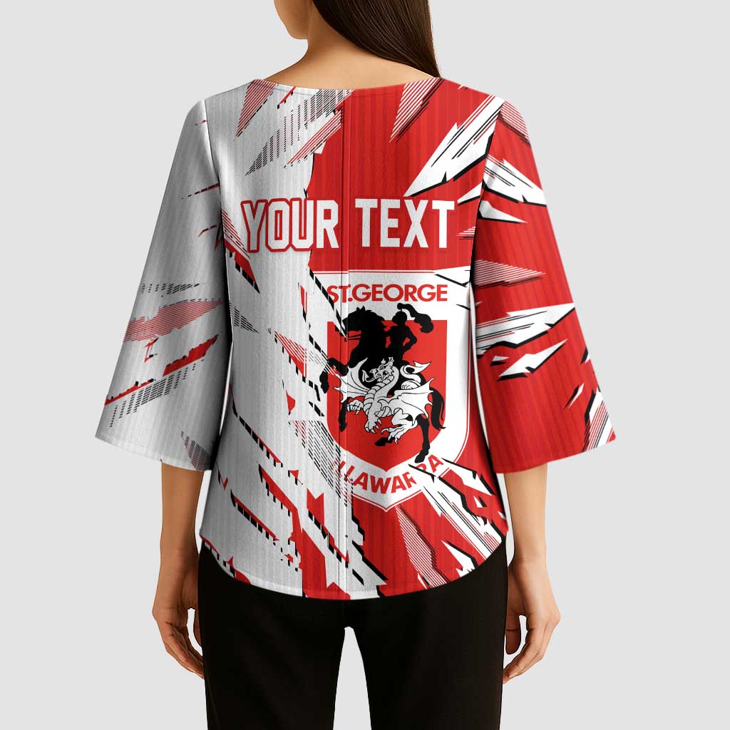 Personalized St. George Illawarra Dragons Kimono Sleeve Blouse Dynamic Lightning Mascot Rugby Australia