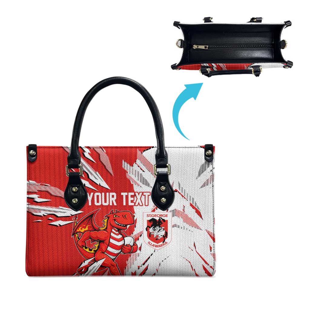 Personalized St. George Illawarra Dragons Leather Bag Dynamic Lightning Mascot Rugby Australia