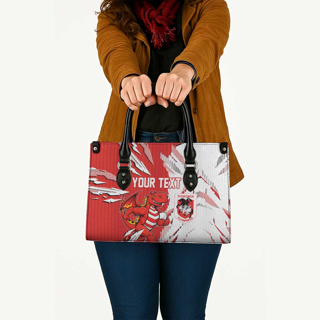 Personalized St. George Illawarra Dragons Leather Bag Dynamic Lightning Mascot Rugby Australia