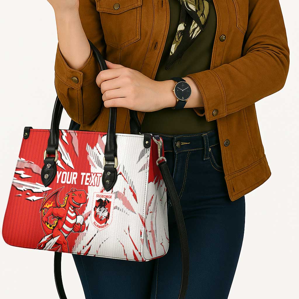 Personalized St. George Illawarra Dragons Leather Bag Dynamic Lightning Mascot Rugby Australia