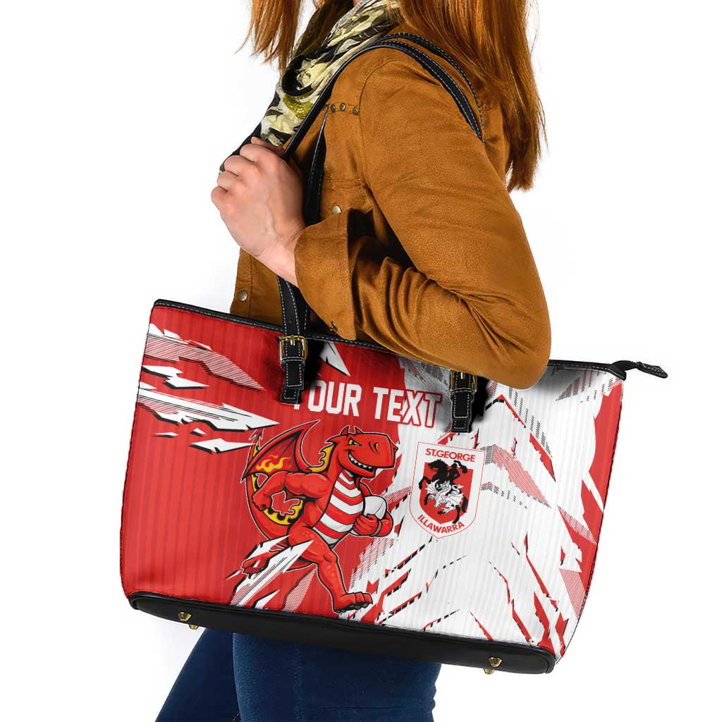 Personalized St. George Illawarra Dragons Leather Tote Bag Dynamic Lightning Mascot Rugby Australia