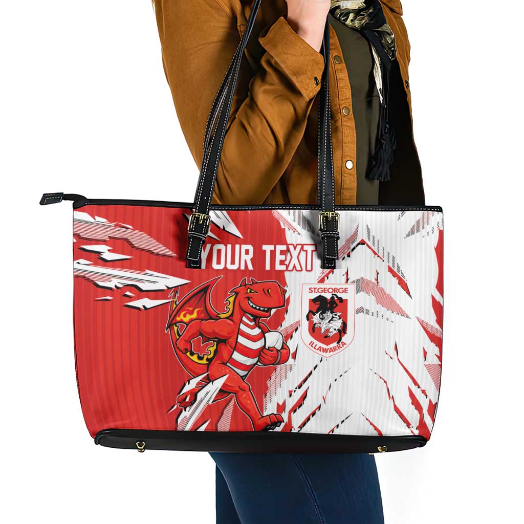Personalized St. George Illawarra Dragons Leather Tote Bag Dynamic Lightning Mascot Rugby Australia