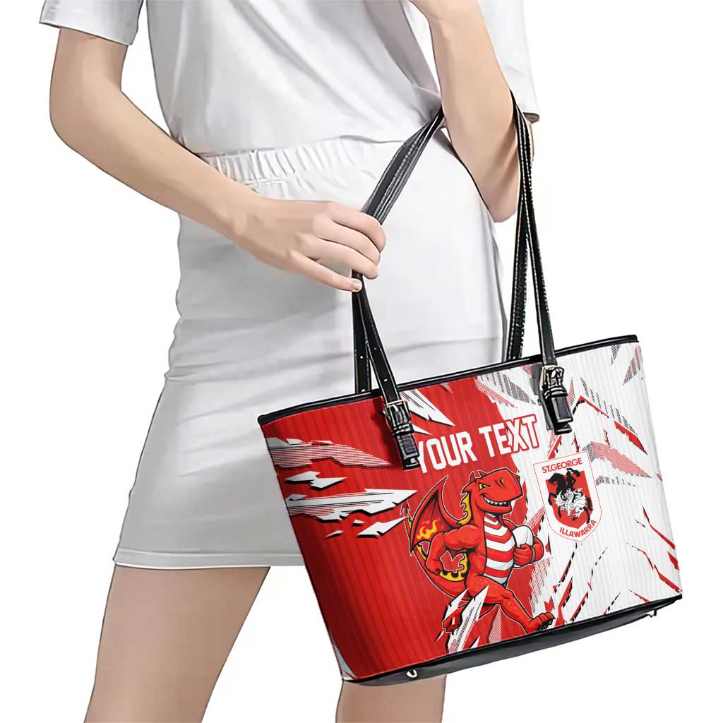 Personalized St. George Illawarra Dragons Leather Tote Bag Dynamic Lightning Mascot Rugby Australia