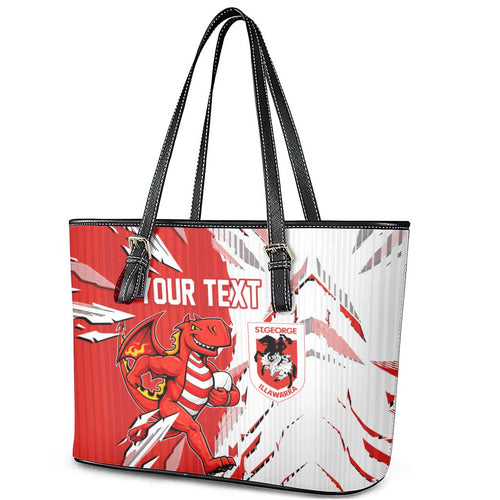 Personalized St. George Illawarra Dragons Leather Tote Bag Dynamic Lightning Mascot Rugby Australia