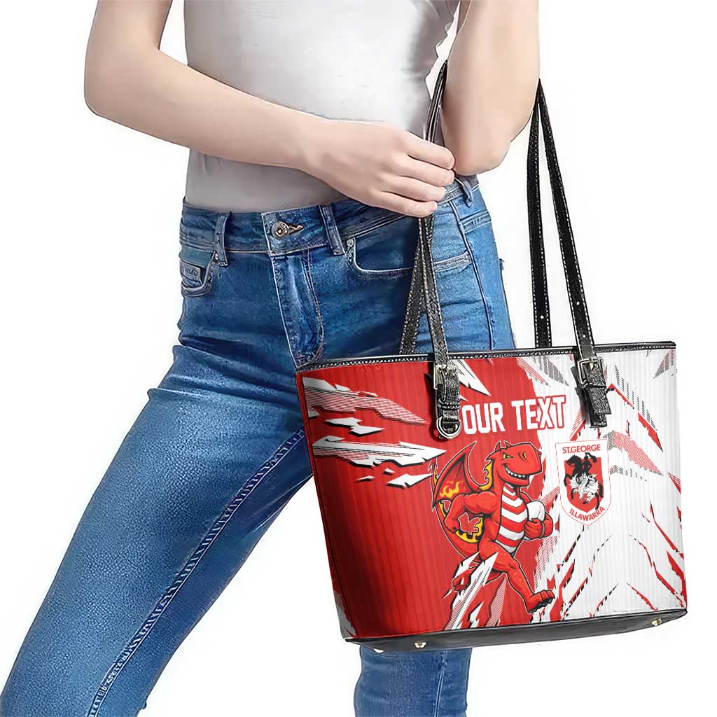 Personalized St. George Illawarra Dragons Leather Tote Bag Dynamic Lightning Mascot Rugby Australia