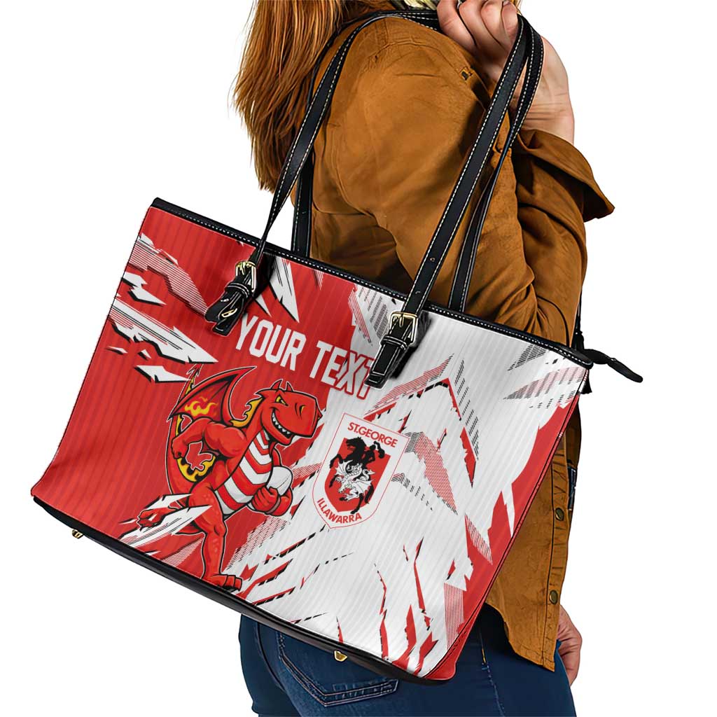 Personalized St. George Illawarra Dragons Leather Tote Bag Dynamic Lightning Mascot Rugby Australia