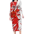 Personalized St. George Illawarra Dragons Long Sleeve Bodycon Dress Dynamic Lightning Mascot Rugby Australia