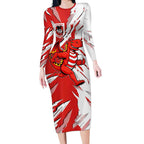 Personalized St. George Illawarra Dragons Long Sleeve Bodycon Dress Dynamic Lightning Mascot Rugby Australia