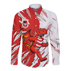 Personalized St. George Illawarra Dragons Long Sleeve Button Shirt Dynamic Lightning Mascot Rugby Australia