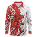 Personalized St. George Illawarra Dragons Long Sleeve Polo Shirt Dynamic Lightning Mascot Rugby Australia