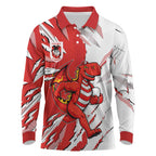 Personalized St. George Illawarra Dragons Long Sleeve Polo Shirt Dynamic Lightning Mascot Rugby Australia