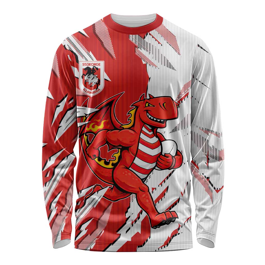 Personalized St. George Illawarra Dragons Long Sleeve Shirt Dynamic Lightning Mascot Rugby Australia