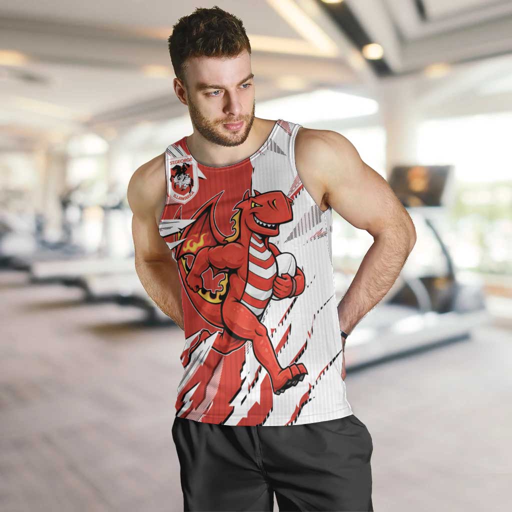 Personalized St. George Illawarra Dragons Men Tank Top Dynamic Lightning Mascot Rugby Australia