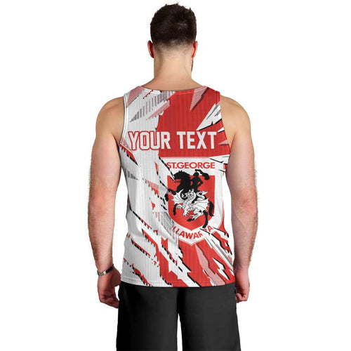 Personalized St. George Illawarra Dragons Men Tank Top Dynamic Lightning Mascot Rugby Australia