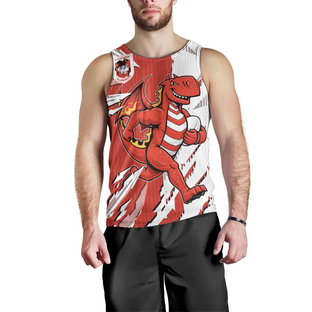 Personalized St. George Illawarra Dragons Men Tank Top Dynamic Lightning Mascot Rugby Australia