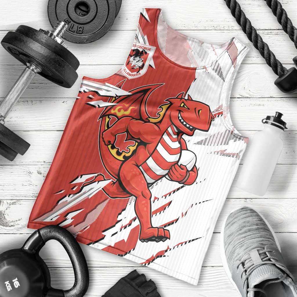 Personalized St. George Illawarra Dragons Men Tank Top Dynamic Lightning Mascot Rugby Australia