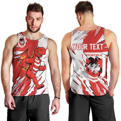 Personalized St. George Illawarra Dragons Men Tank Top Dynamic Lightning Mascot Rugby Australia