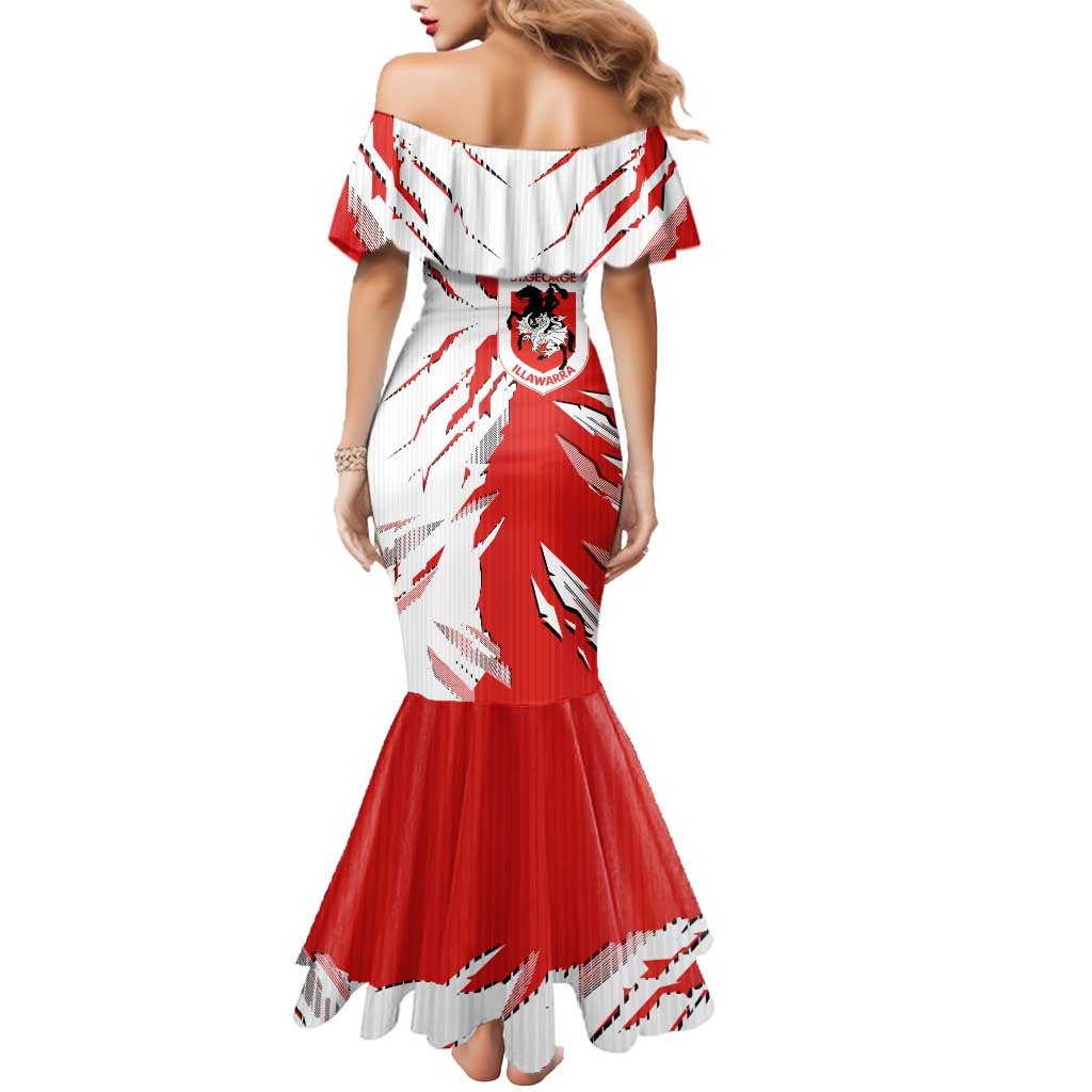 Personalized St. George Illawarra Dragons Mermaid Dress Dynamic Lightning Mascot Rugby Australia