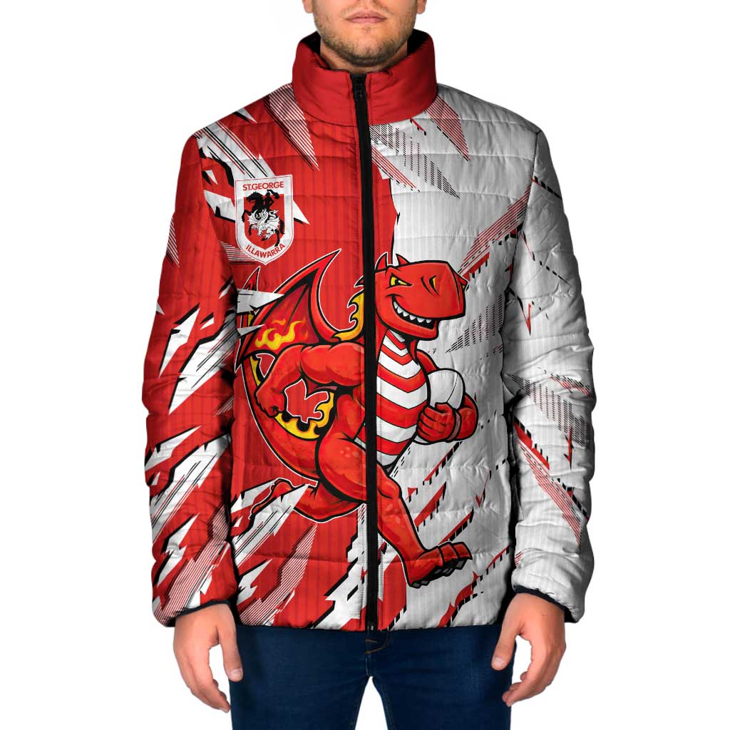 Personalized St. George Illawarra Dragons Padded Jacket Dynamic Lightning Mascot Rugby Australia